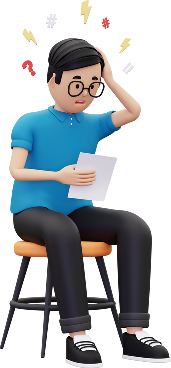 3d Man having stress due to work illustration
