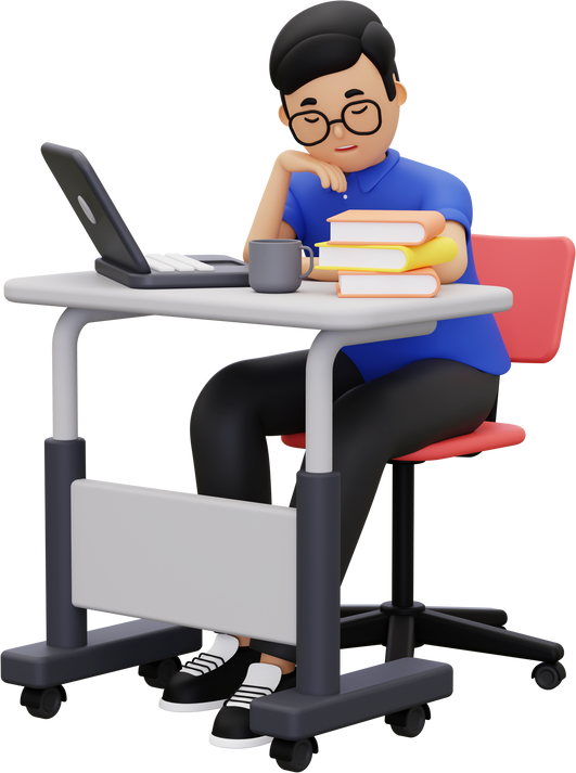 3d man is tired at work