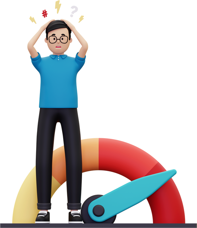 3d Man under huge stress illustration