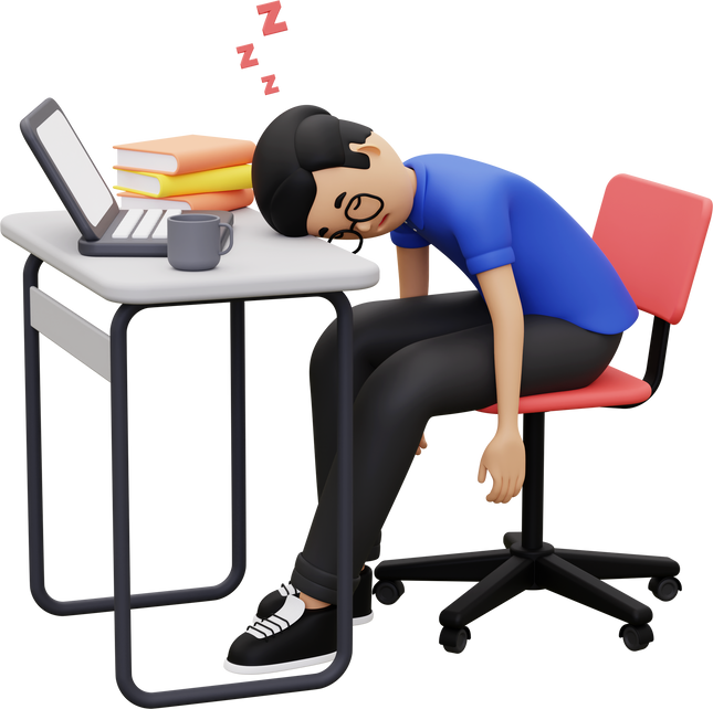 3d Business employee sleeping at work